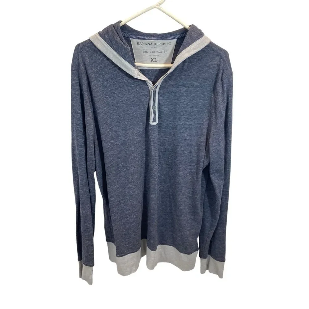 Men’s Banana RepublicThe‎ Vinatge Tee Hooded Henley Long Sleeve Size XL